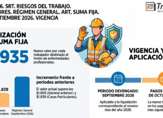 Disp 9/2026. SRT. Riesgos del Trabajo. Empleadores. Régimen General. ART. Suma fija. Suba. Septiembre 2026. Vigencia