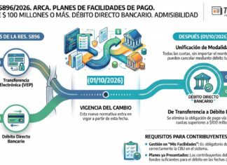 Res Gral 5896/2026. ARCA. Planes de facilidades de pago. Cuotas de $ 100 millones o más. Débito directo bancario. Admisibilidad