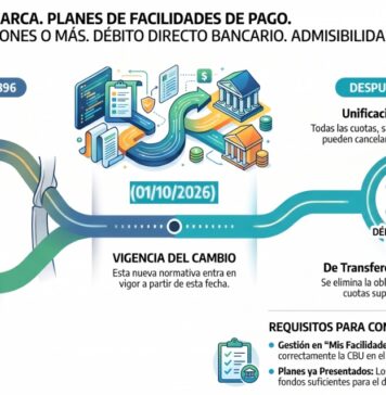 Res Gral 5896/2026. ARCA. Planes de facilidades de pago. Cuotas de $ 100 millones o más. Débito directo bancario. Admisibilidad