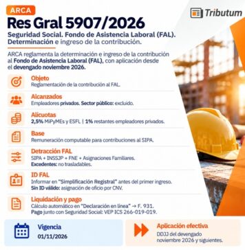 Res Gral 5907/2026. ARCA. Seguridad Social. Fondo de Asistencia Laboral (FAL). Determinación e ingreso de la contribución