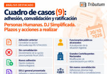 CUADRO DE CASOS (9): adhesión, convalidación y ratificación. Ganancias. Per Humanas DJ Simplificada. Plazos y acciones a realizar
