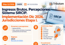 Disp 12/2026. CACM. Ingresos Brutos. Sistema de Percepciones SIRCIP. Implementación Dic 2026. Jurisdicciones Etapa I