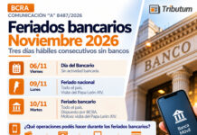 Com A 8487/2026. BCRA. Feriados bancarios. Noviembre 2026. Tres días hábiles consecutivos sin bancos. Vencimientos fiscales