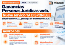 Ganancias Personas Jurídicas web. Nuevo servicio YA DISPONIBLE: simplificación DDJJ, precarga de información ARCA, entre otros