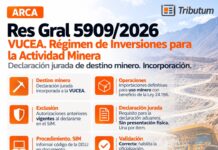 Res Gral 5909/2026. ARCA. Minería. VUCEA. Régimen de Inversiones.DJ de destino minero. Incorporación