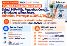 Res Gral 5920/2026. ARCA. Planes facilidades de pago. Salud, MiPyMEs, Pequeños Contrib. y Entidades s/fines lucro. Adhesión. Prórrogas